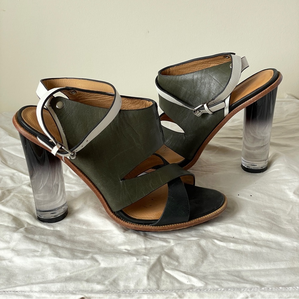 LAMB Gwen Stefani Chase Sandal Ombré Lucite Heel structural futuristic gorpcore